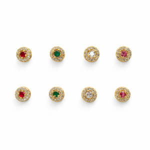 Round Stone kundan with CZ Diamond Border (6pcs set)