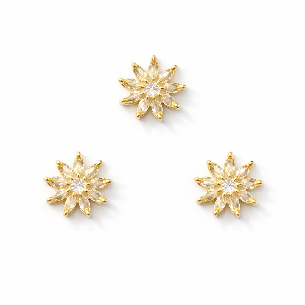 Gold Finish Floral Kundan (6 Pcs) - Image 2