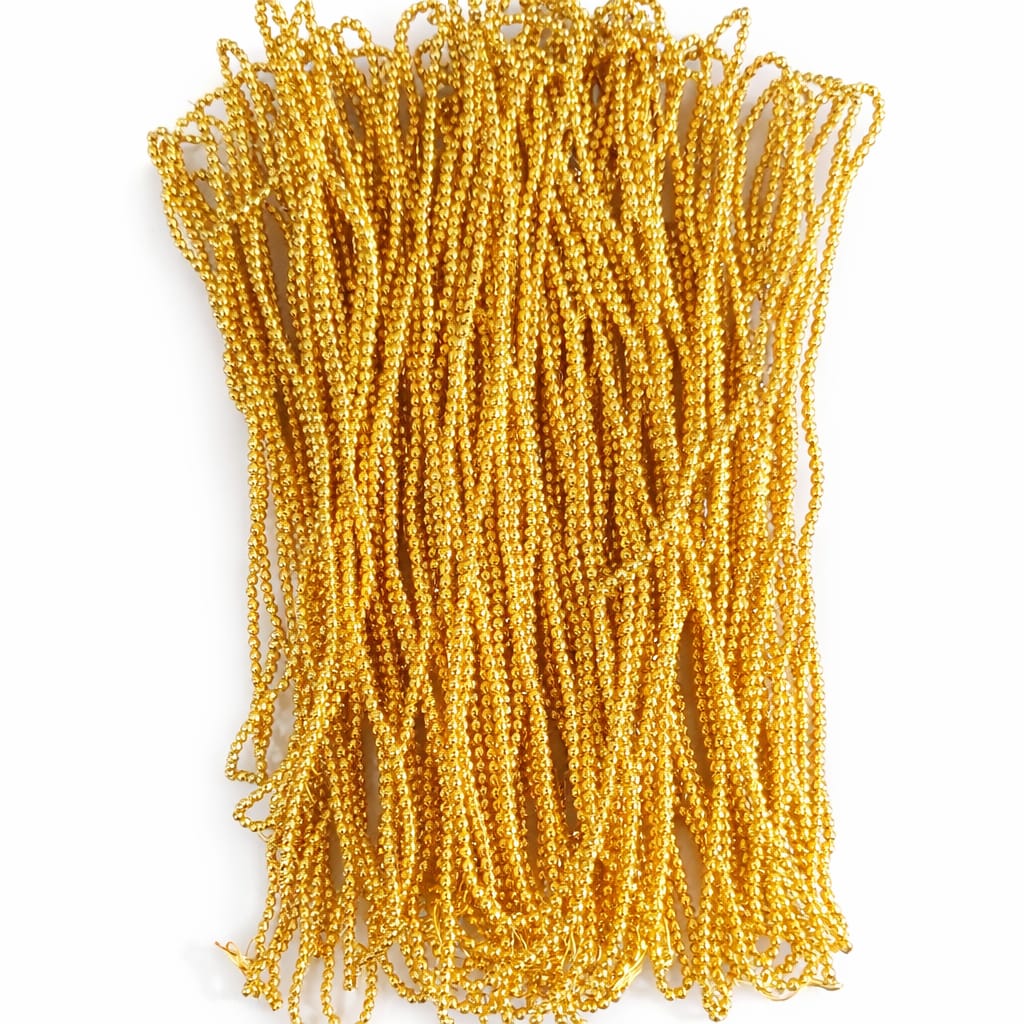 Golden Beads for Jewellery Making 0 NO (1 line-100 Balls)