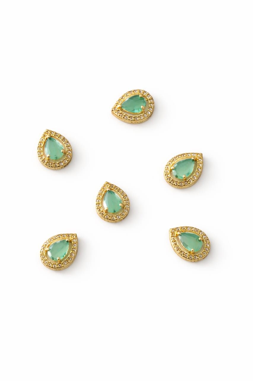 Pear Shape Green Stone Kundan