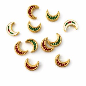 Meenakari Crescent Moon Charm – Red white & Green