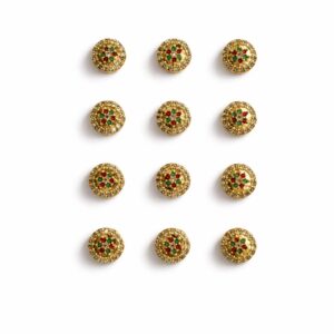 Traditional Gold Finish Jewellery Buttons with Red & Green Stones