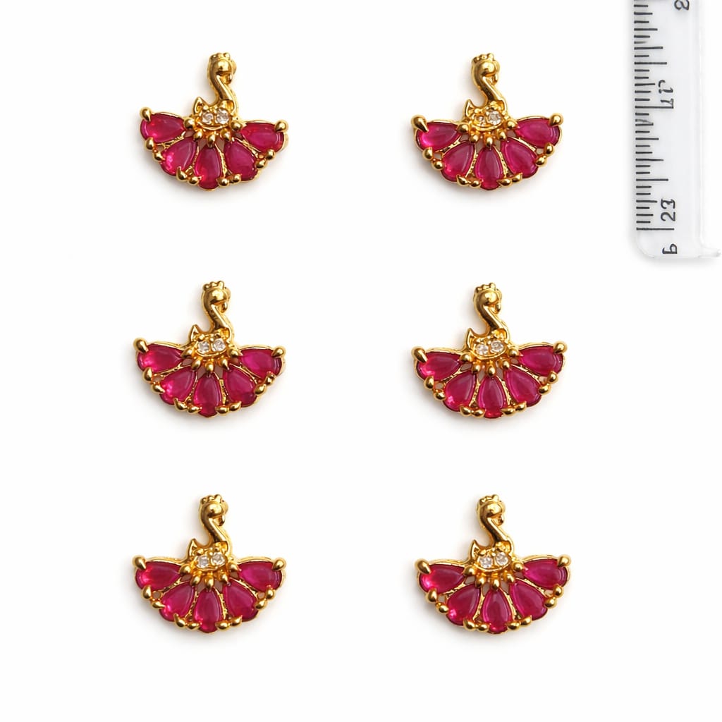 Traditional Gold Finish peacock Shape Jewellery kundan (6pcs set) - Image 4