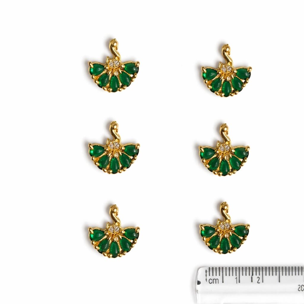 Traditional Gold Finish peacock Shape Jewellery kundan (6pcs set) - Image 3