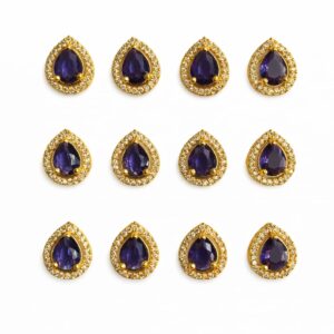 Traditional  Gold Finish drop Jewellery Kundan with Purple Stone(6pcs set)