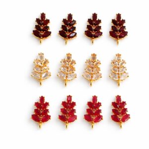 Gold Plated Leaf Design AD Kundan (12 PCS SET)