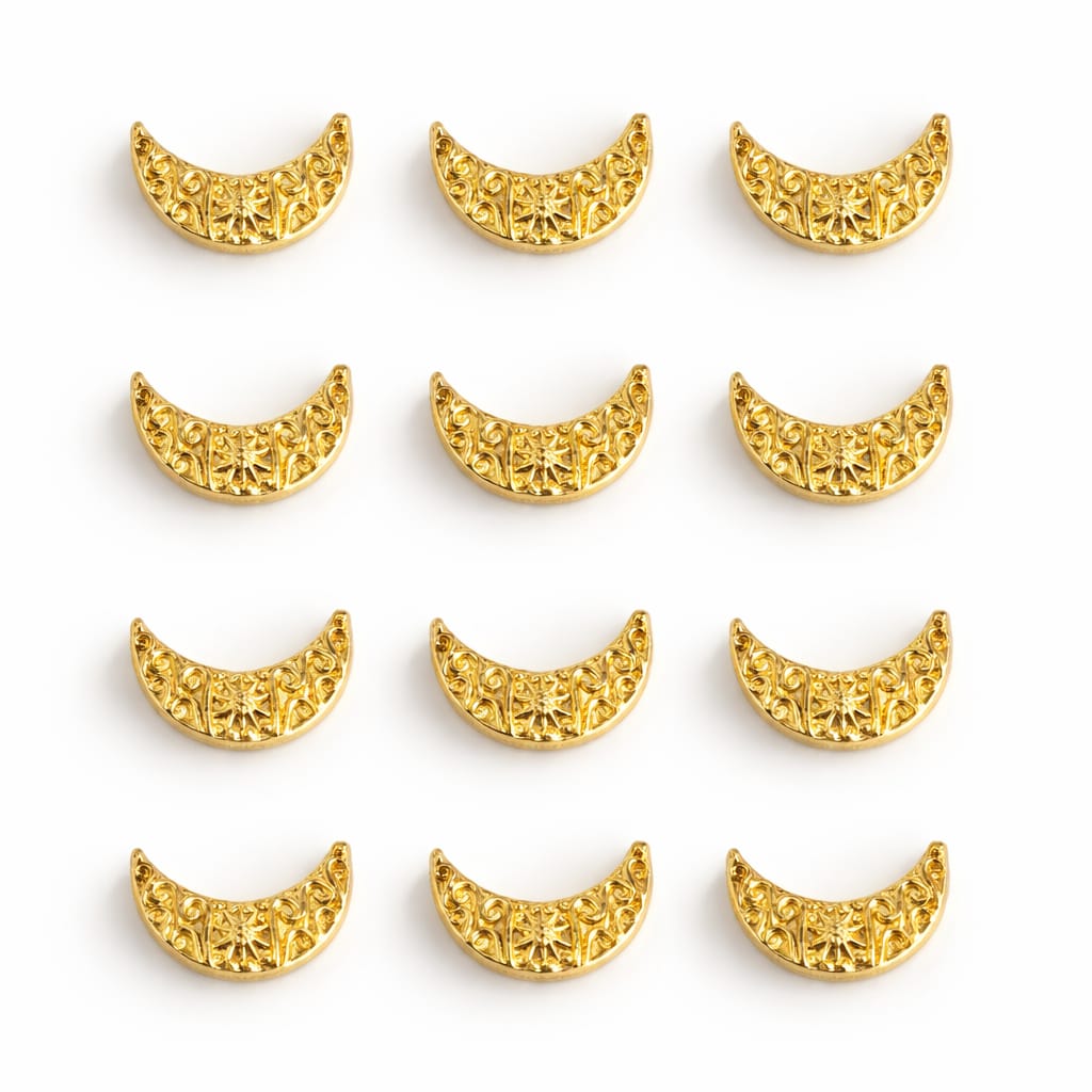 Gold plated crescent moon charm for jewelry making"