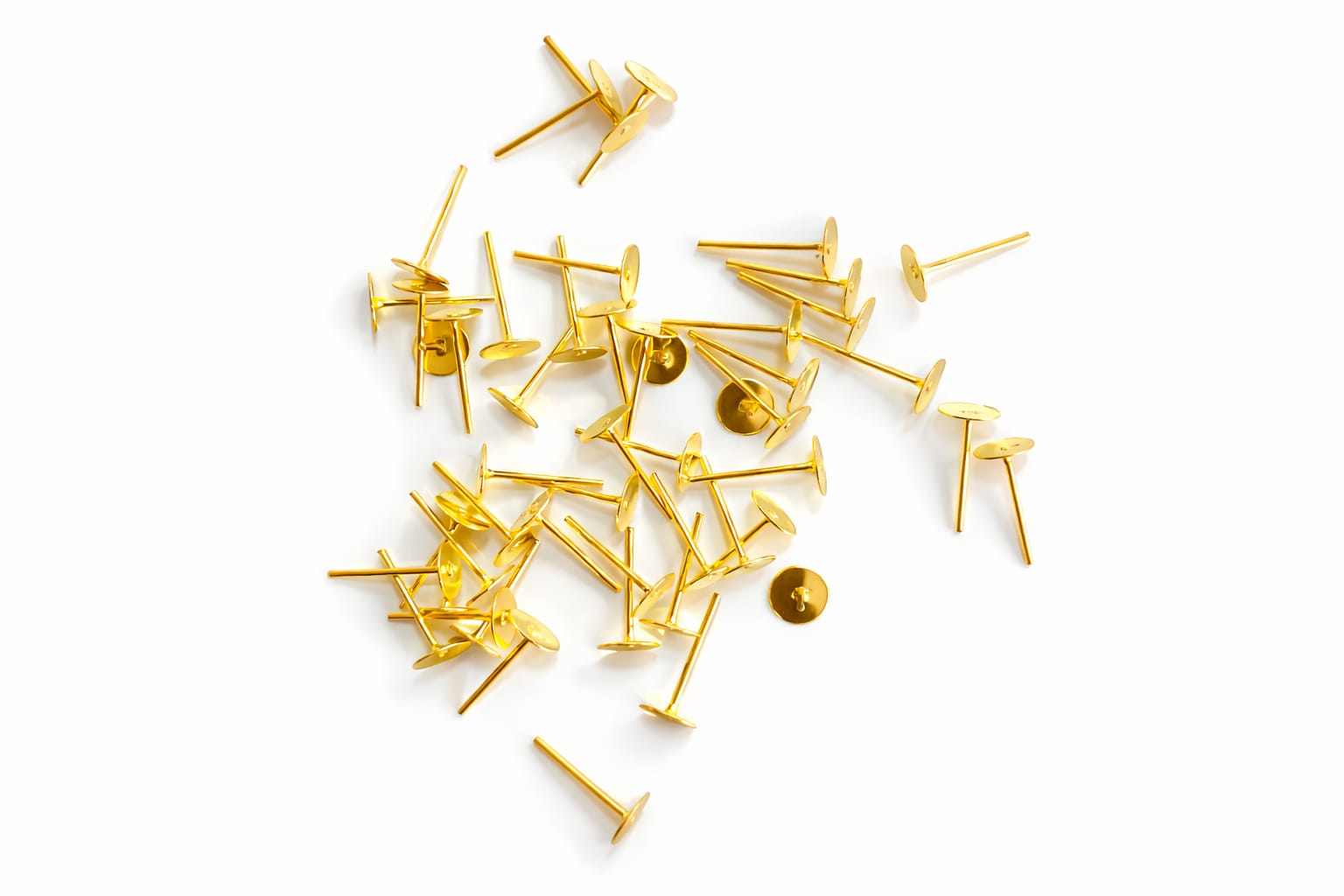 Gold plated flat earring studfor jewelry making