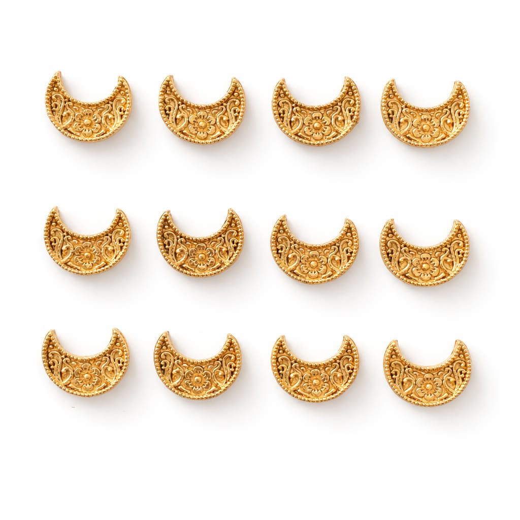 Gold plated crescent moon floral charms for jewelry making