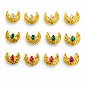 Gold plated crescent moon pendant with tear drop stone