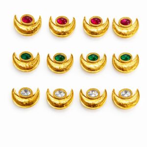 Gold plated crescent moon pendant with oval stone