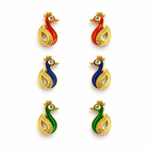 Peacock AD kundan (6 pair set)
