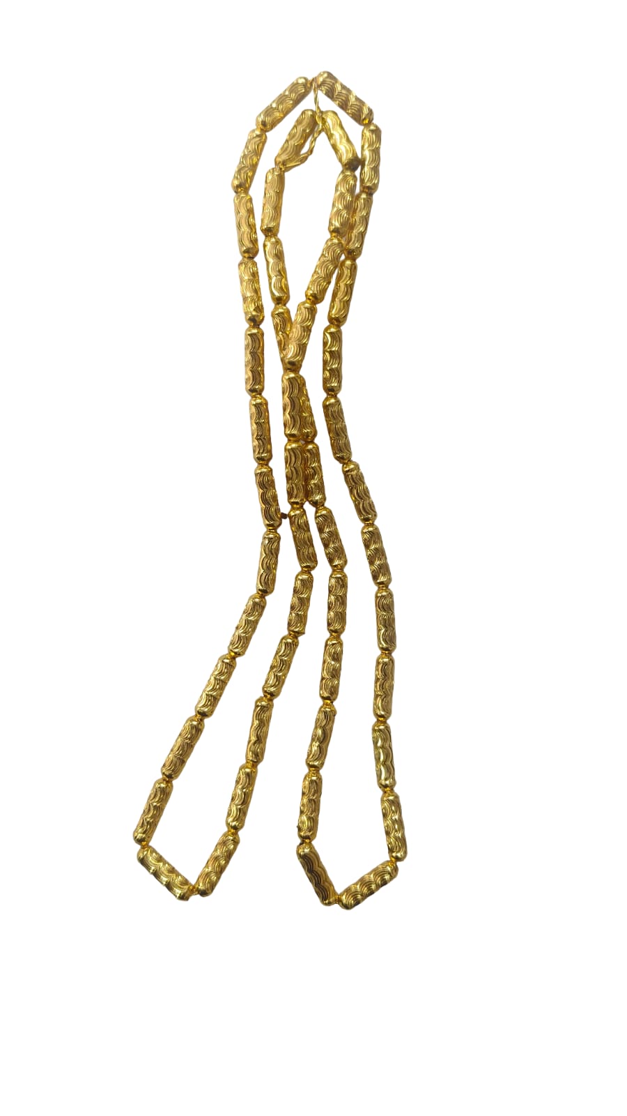 Golden textured barrel beads chain for jewellery making