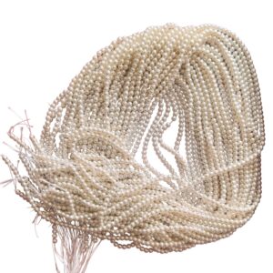 off-white pearl glass beads moti strands for jewellery making shiny round beads