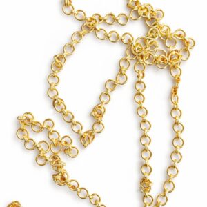 Gold plated round link chain for jewellery making and DIY crafts